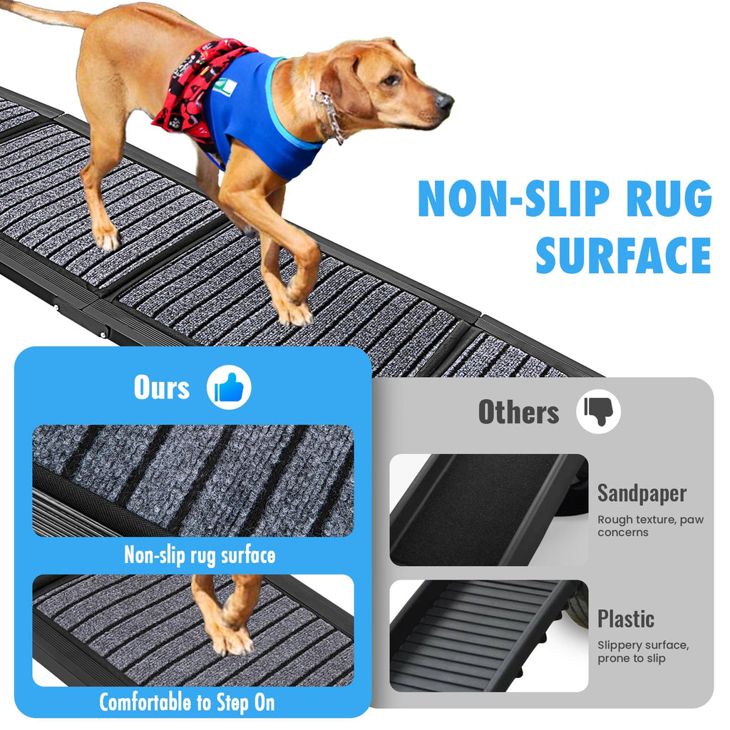 Folding Dog Ramp for Cars, 63"x17" Non-Slip Portable Pet Ramp U148042