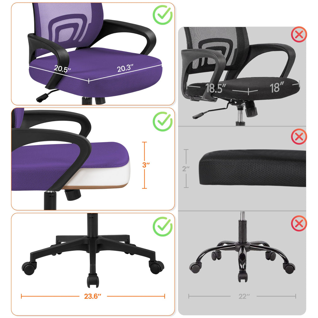Purple Adjustable Swivel Mesh Office Chair Y39661