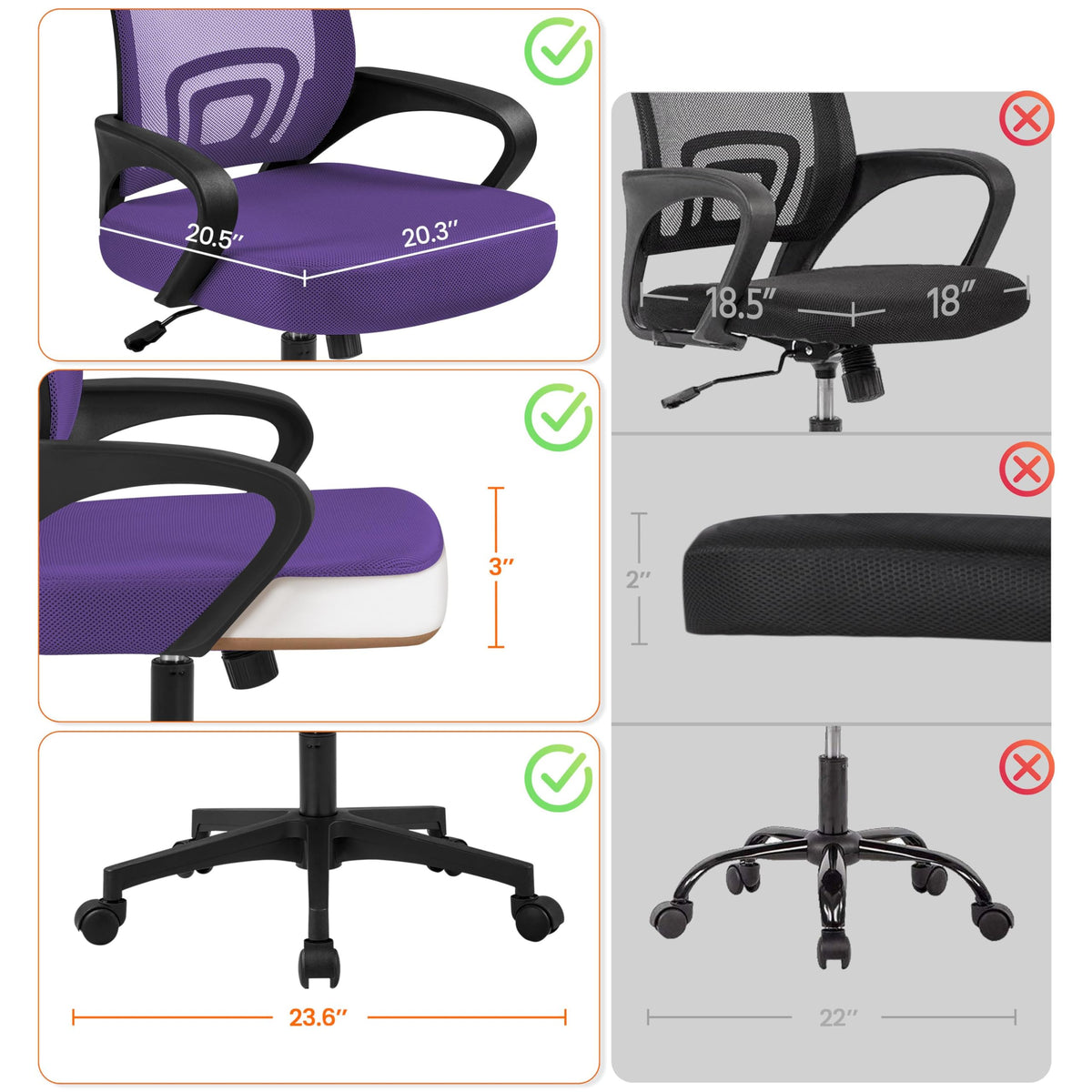 Purple Adjustable Swivel Mesh Office Chair Y39661
