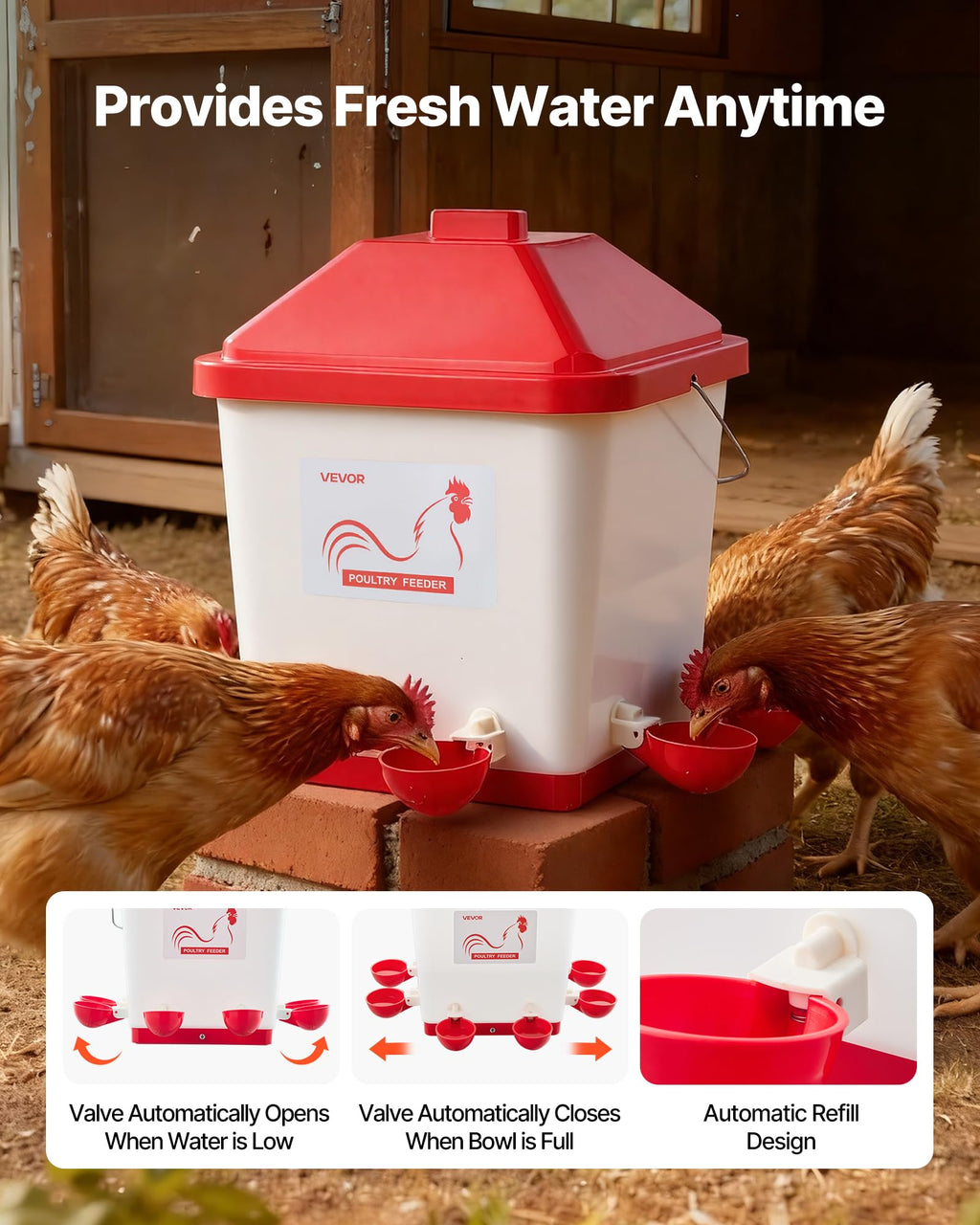 5 Gallon Automatic Chicken Waterer with 6 Water Ports B57645
