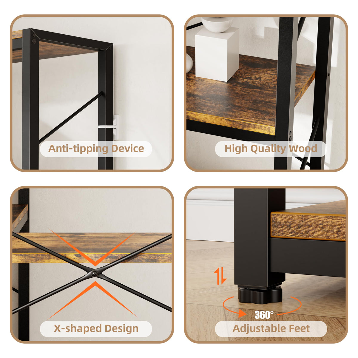 5 Tier L Shaped Corner Bookshelf Y30431