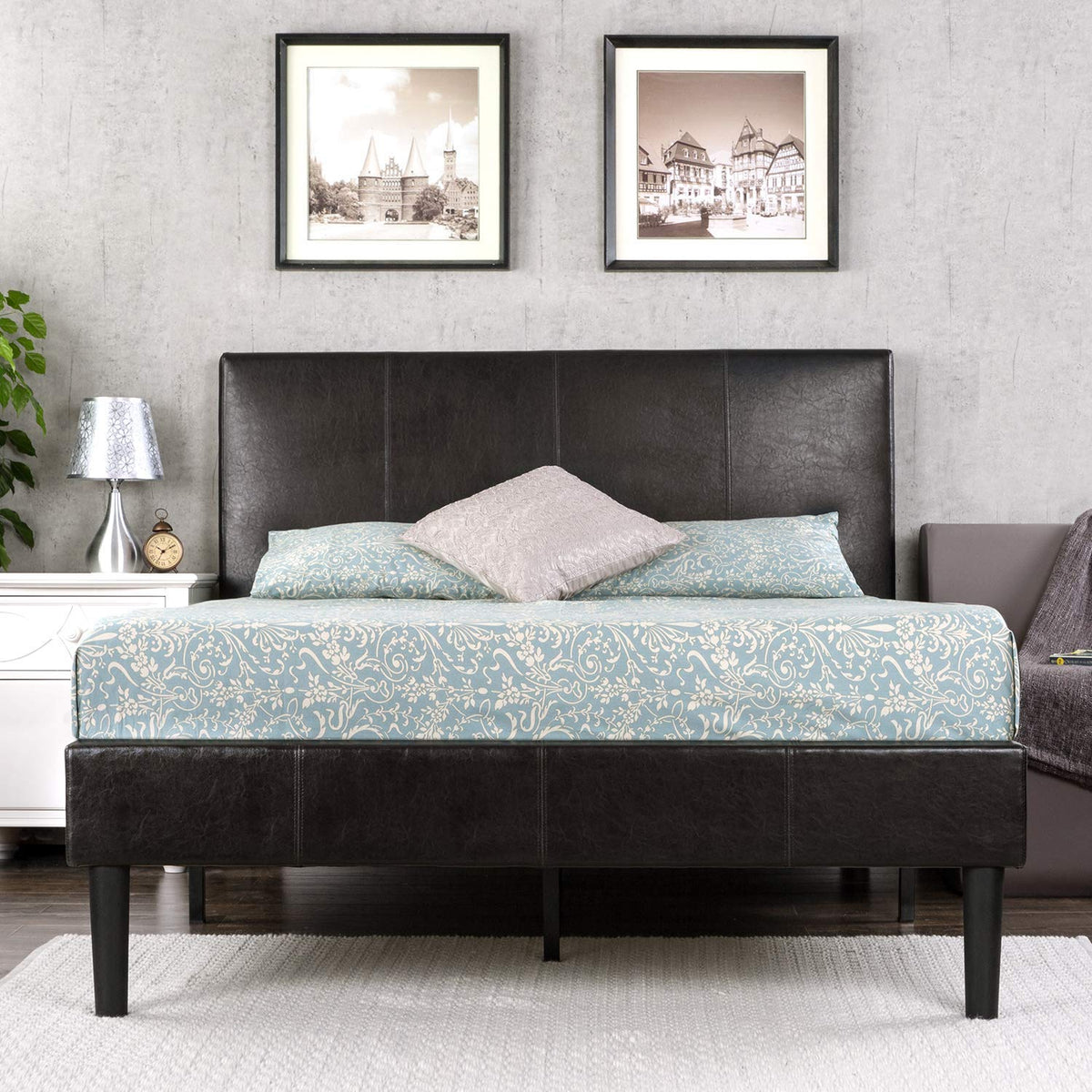 Faux Leather Upholstered Platform Bed Frame California King H967244