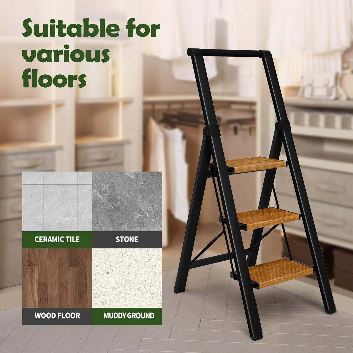 3 Step Aluminum Foldable Step Stool I58191