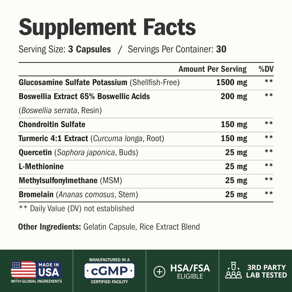 Glucosamine Chondroitin MSM Joint Support Supplement 90 Ct C400024