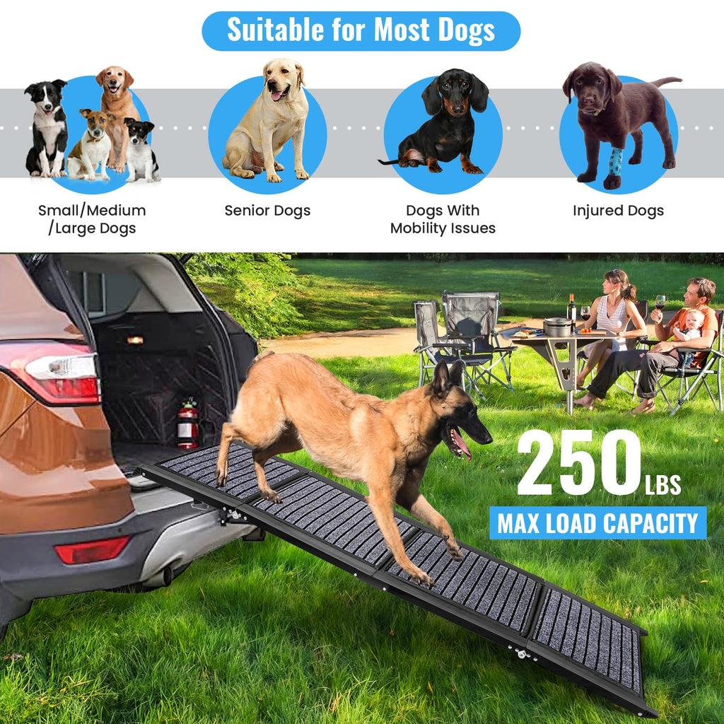 Folding Dog Ramp for Cars, 63"x17" Non-Slip Portable Pet Ramp U148042