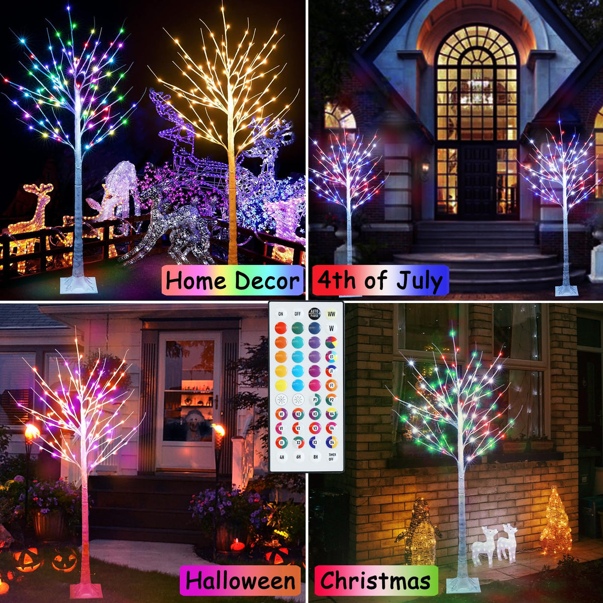 5 ft RGB Lighted Birch Tree U678