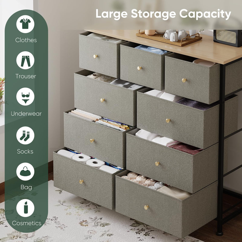 Fabric 9 Drawers Dresser S156