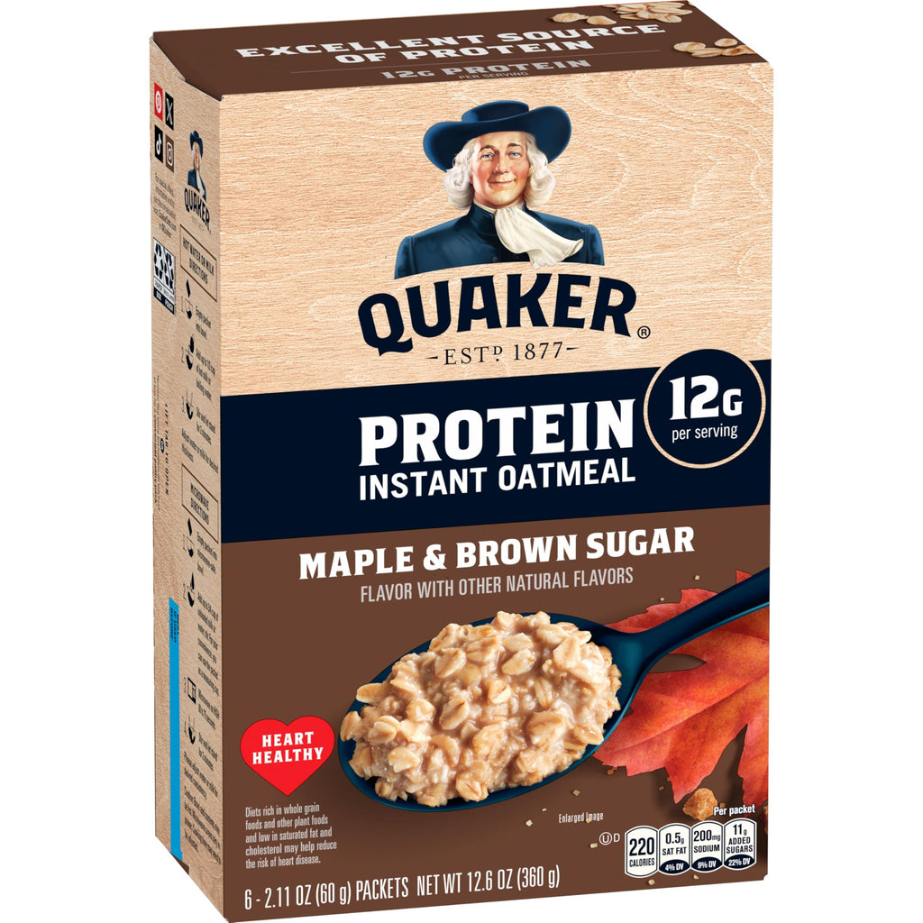 Instant Oatmeal, Maple Brown Sugar, 12g Protein, 2.11 oz Packets, 6 Pack O6123