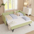 81-inch Twin to King Size Gingham Linen Upholstered Daybed with USB Charging Ports T103605