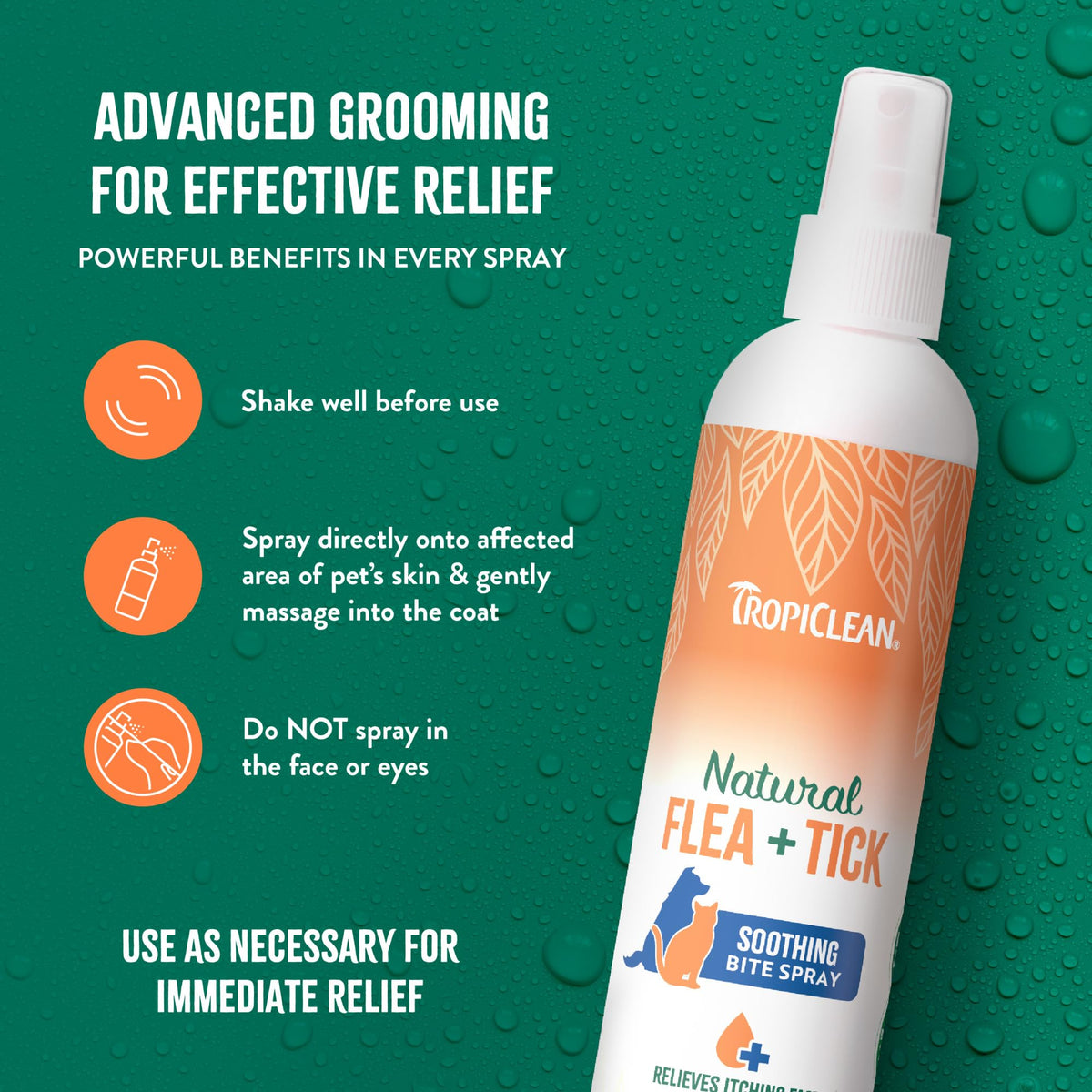 Flea and Tick Bite Relief Treatment Spray for Dogs & Cats, 8oz C5930