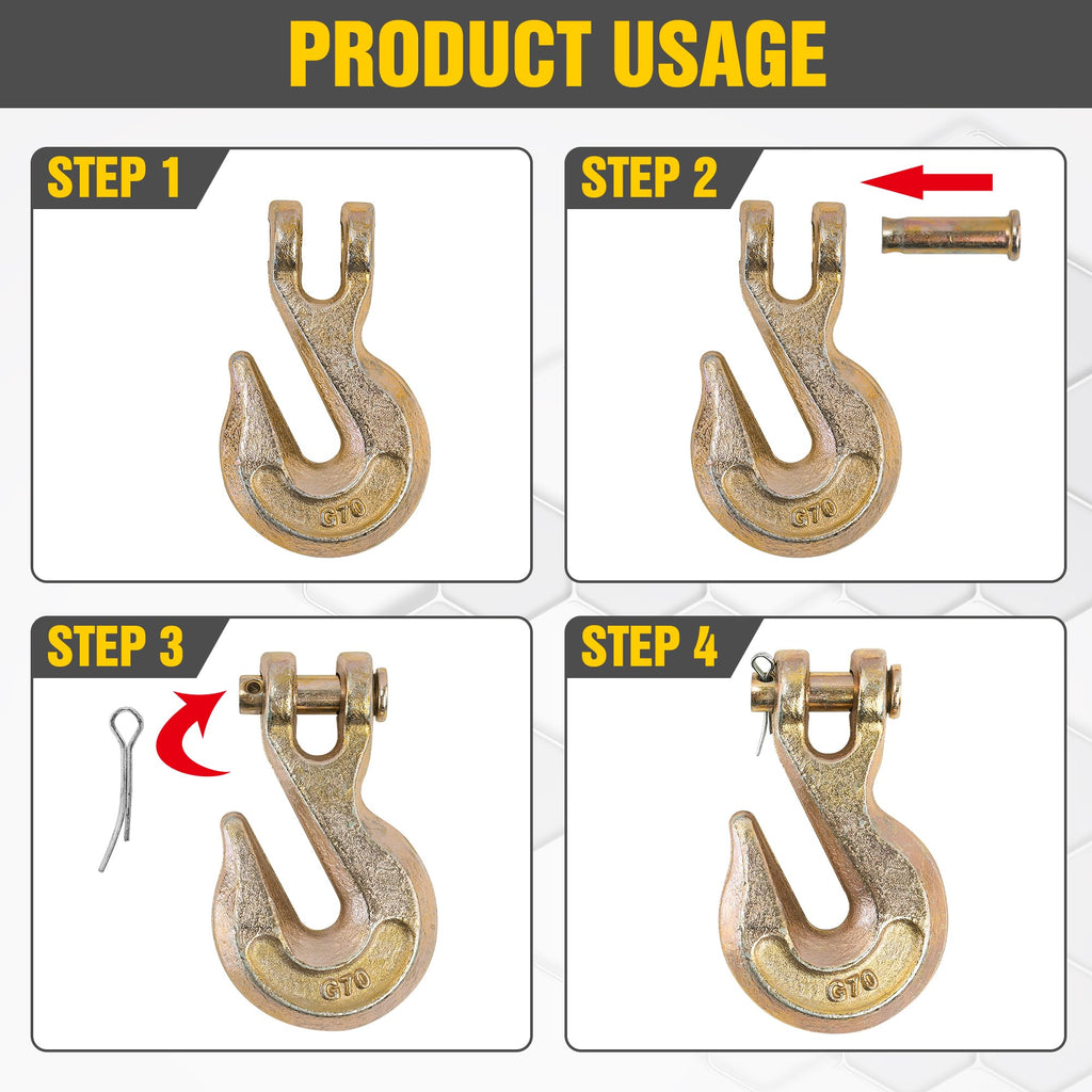 3/8" Clevis Grab Hooks 4 Pack Heavy Duty Chain Hook R337