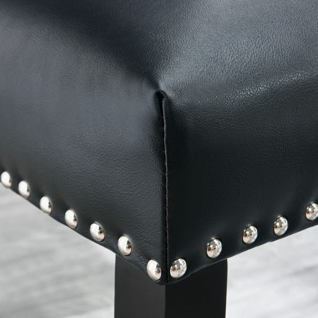 Black PU Leather Upholstered Dining Chairs Set of 2 W5281