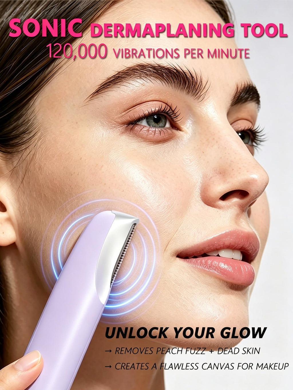 Sonic Facial Hair Remover with LED Light, 4 Replacement Blades G74840