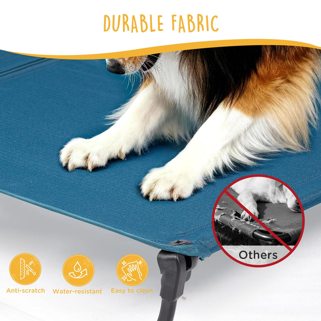 Large Elevated Dog Cot with Non-Slip Feet, Dark Blue Q46151