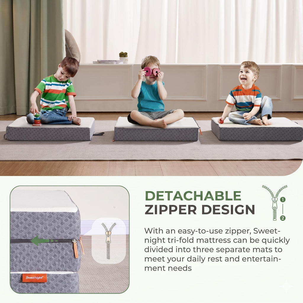 4 inch Medium Firm Tri-Folding Mattress with Washable Cover H7535
