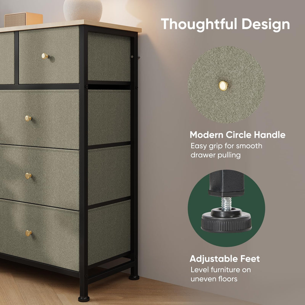 Fabric 9 Drawers Dresser S156