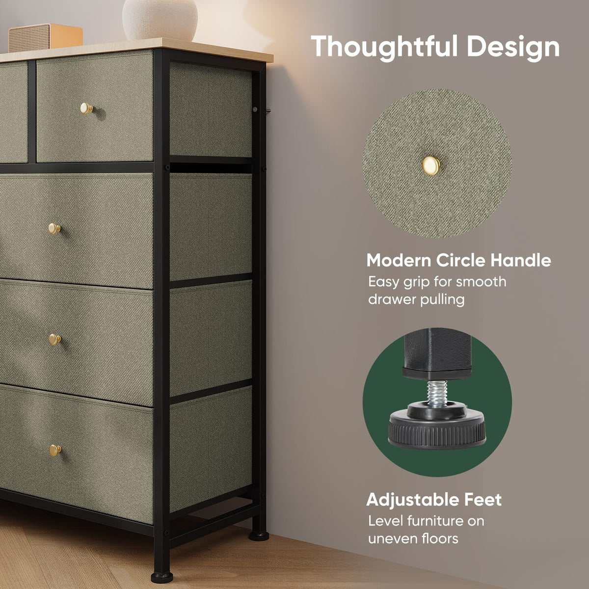 Fabric 9 Drawers Dresser S156