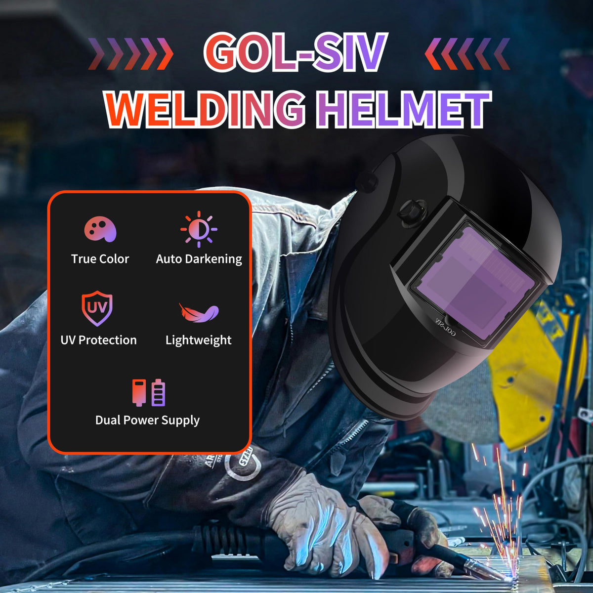 Auto Darkening Welding Helmet True Color Wide View Screen O794