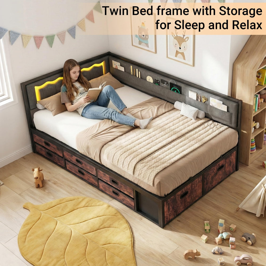Grey Twin Daybed with Storage M70546