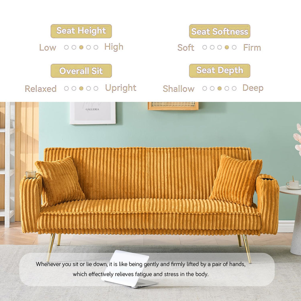 Orange Velvet Convertible Sofa Bed K9978