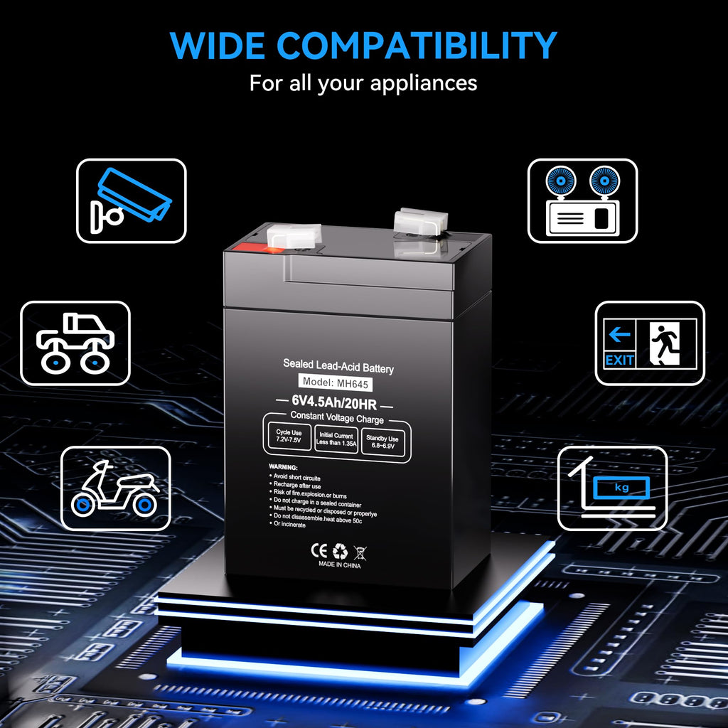 6V 4.5Ah Rechargeable SLA AGM Battery, 6 Pack Z837641