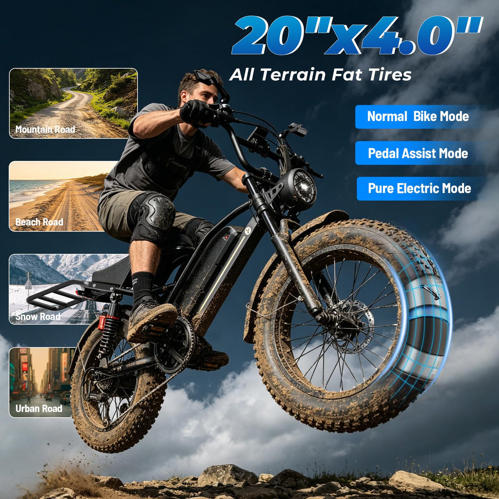 Electric Bike, 3000W Peak, 90 Miles & 38MPH H9068
