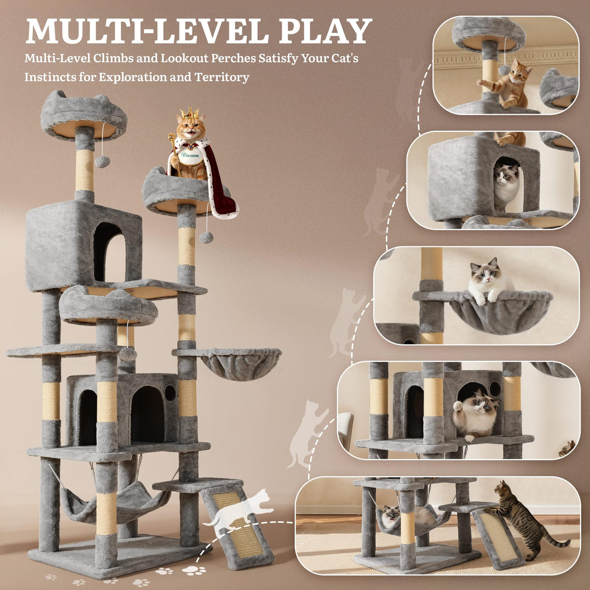 75-Inch Tall Multi-Level Cat Tree B586035