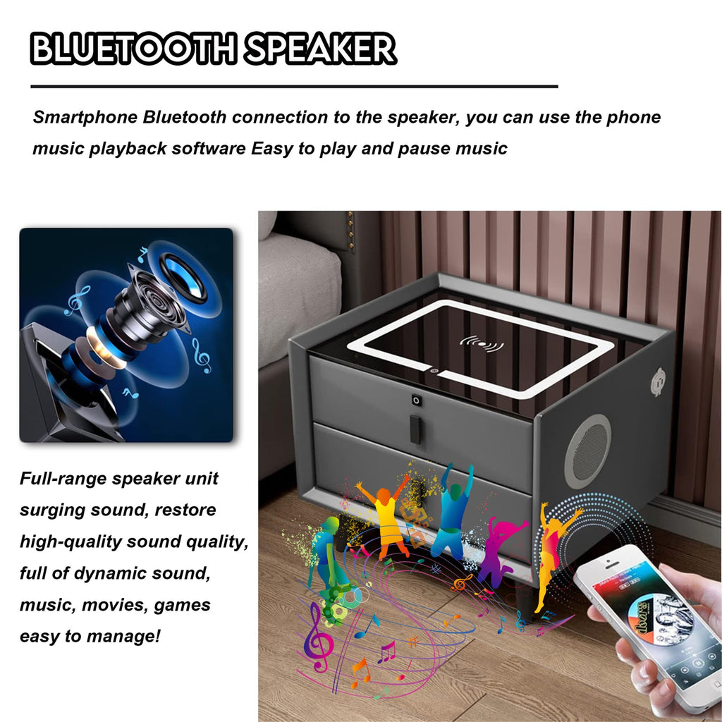 Pink 3 Drawer Nightstand with Charging Station and Speakers L9820