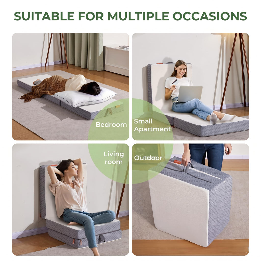 4 inch Medium Firm Tri-Folding Mattress with Washable Cover H7535
