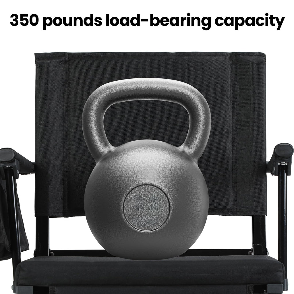 2 Pcs Folding Stadium Seat with Back Support & Cushion Black L25233