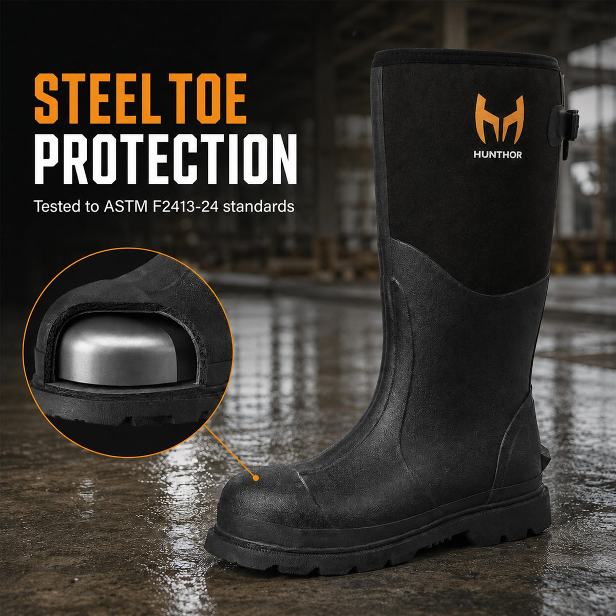 Steel Toe Rubber Work Boots I64096