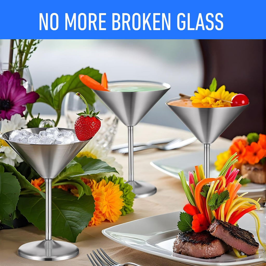 4-Pack Stainless Steel Martini Glasses 8.5oz B75983