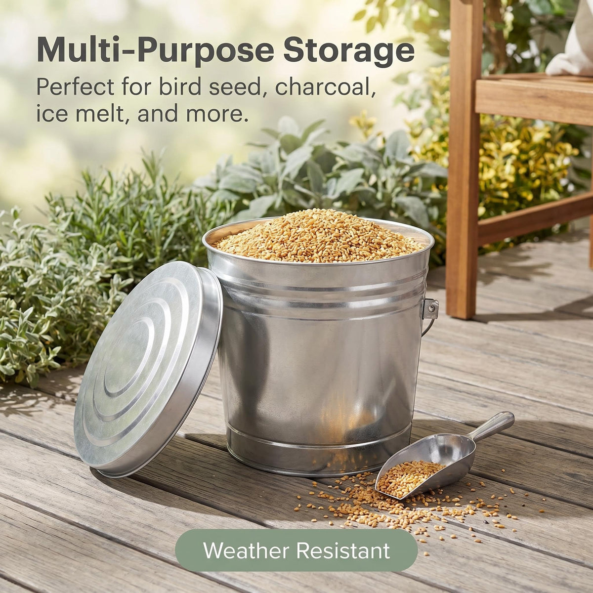 Galvanized Steel 6 Gallon Trash Can with Locking Lid T13401