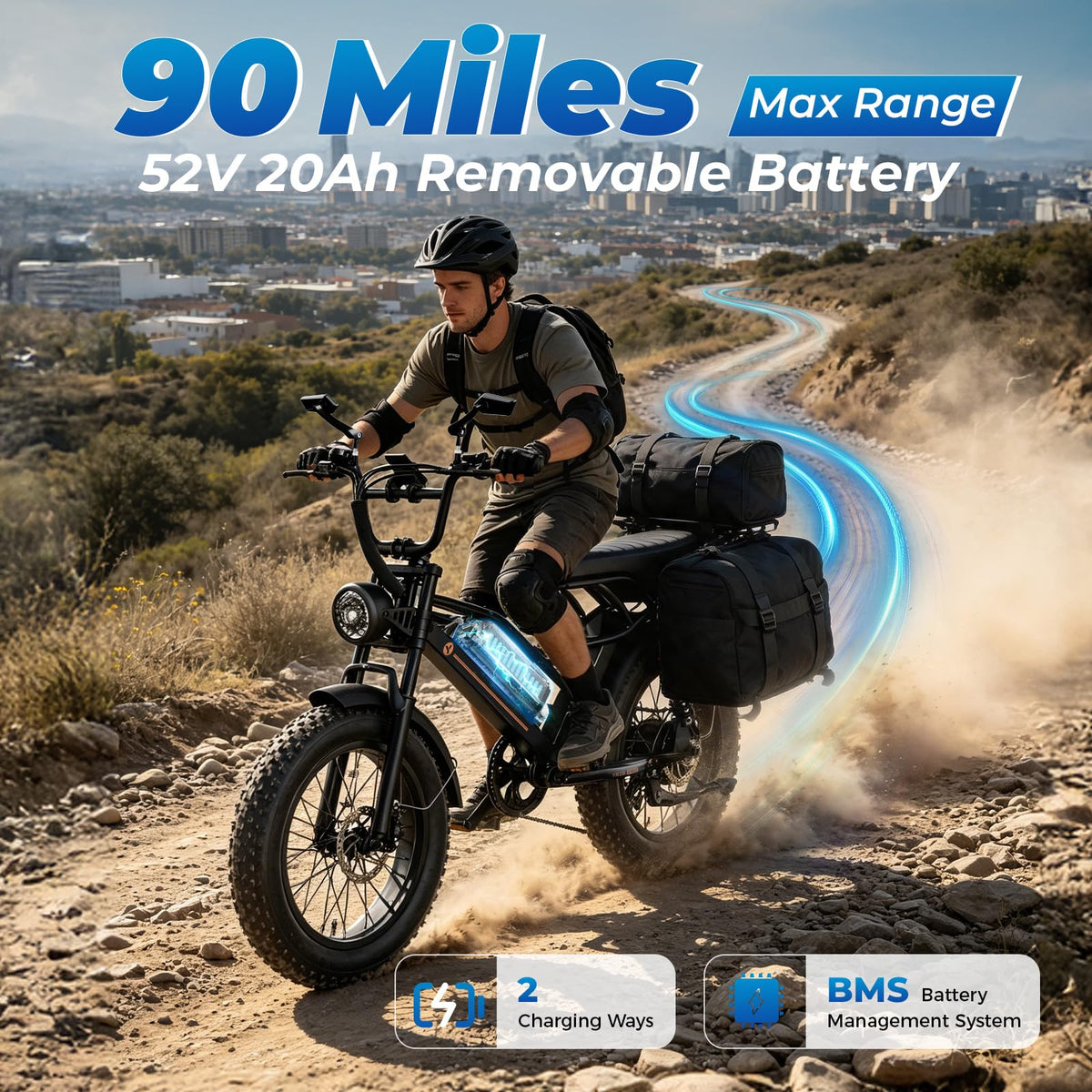 Electric Bike, 3000W Peak, 90 Miles & 38MPH H9068