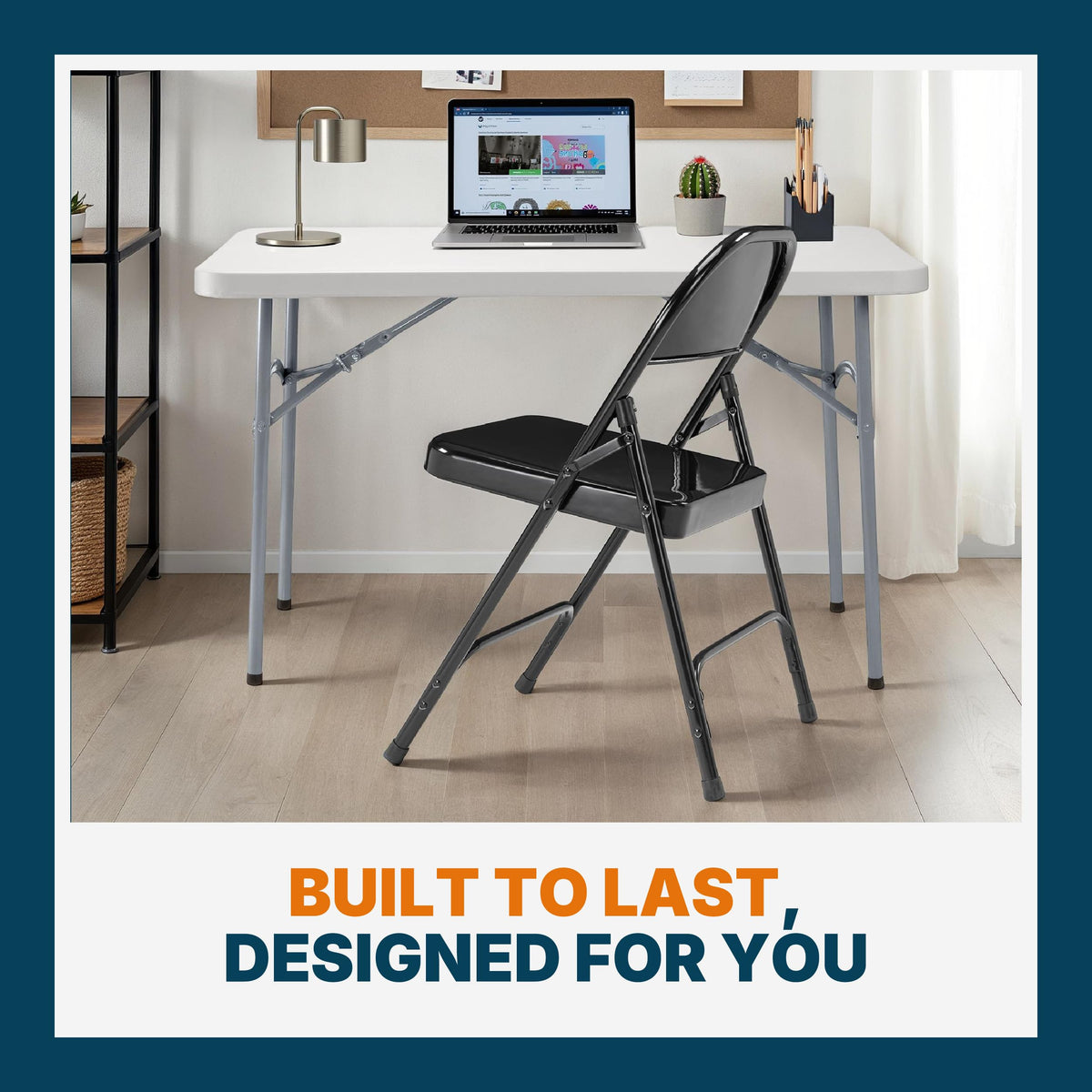 Black Steel Folding Chairs 4-Pack Q358