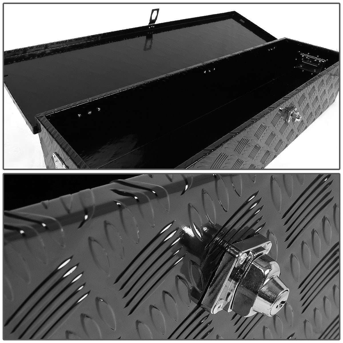 39" Black Aluminum Truck Bed Tool Box with Key Lock A536