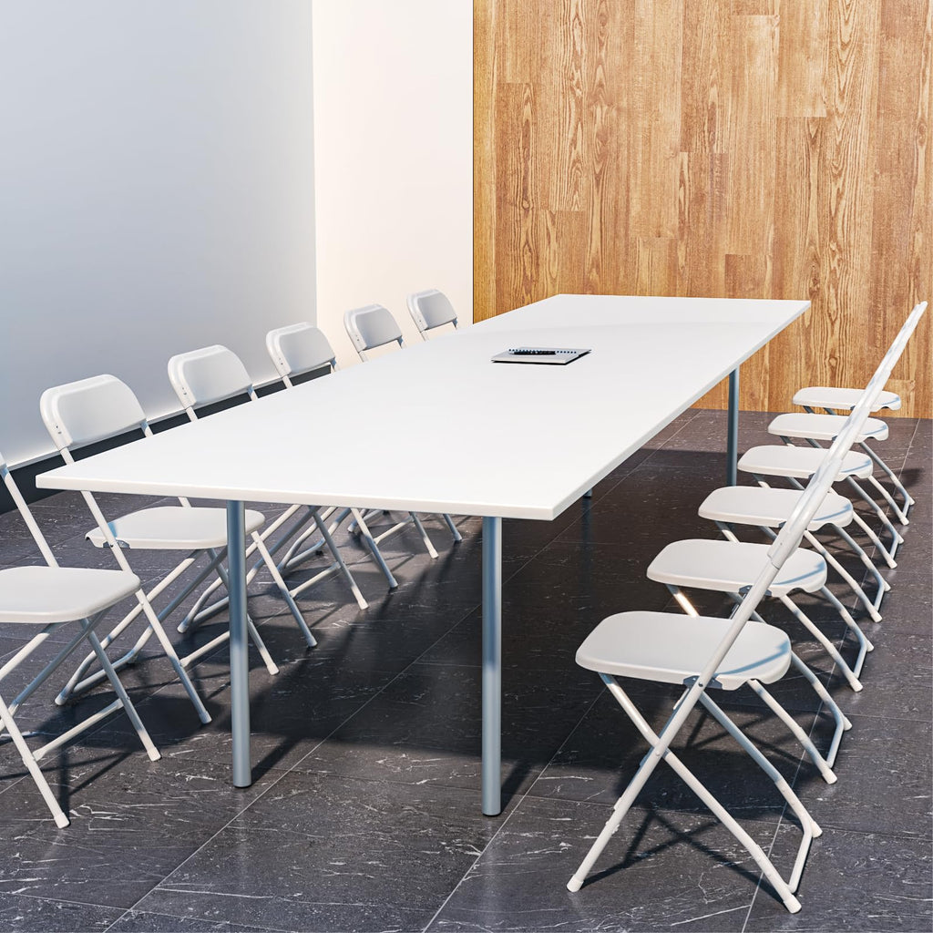 10 Pack White Plastic Folding Chair with Steel Frame N971