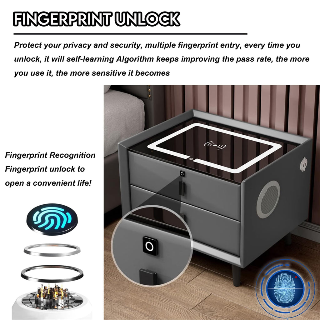 Pink 3 Drawer Nightstand with Charging Station and Speakers L9820