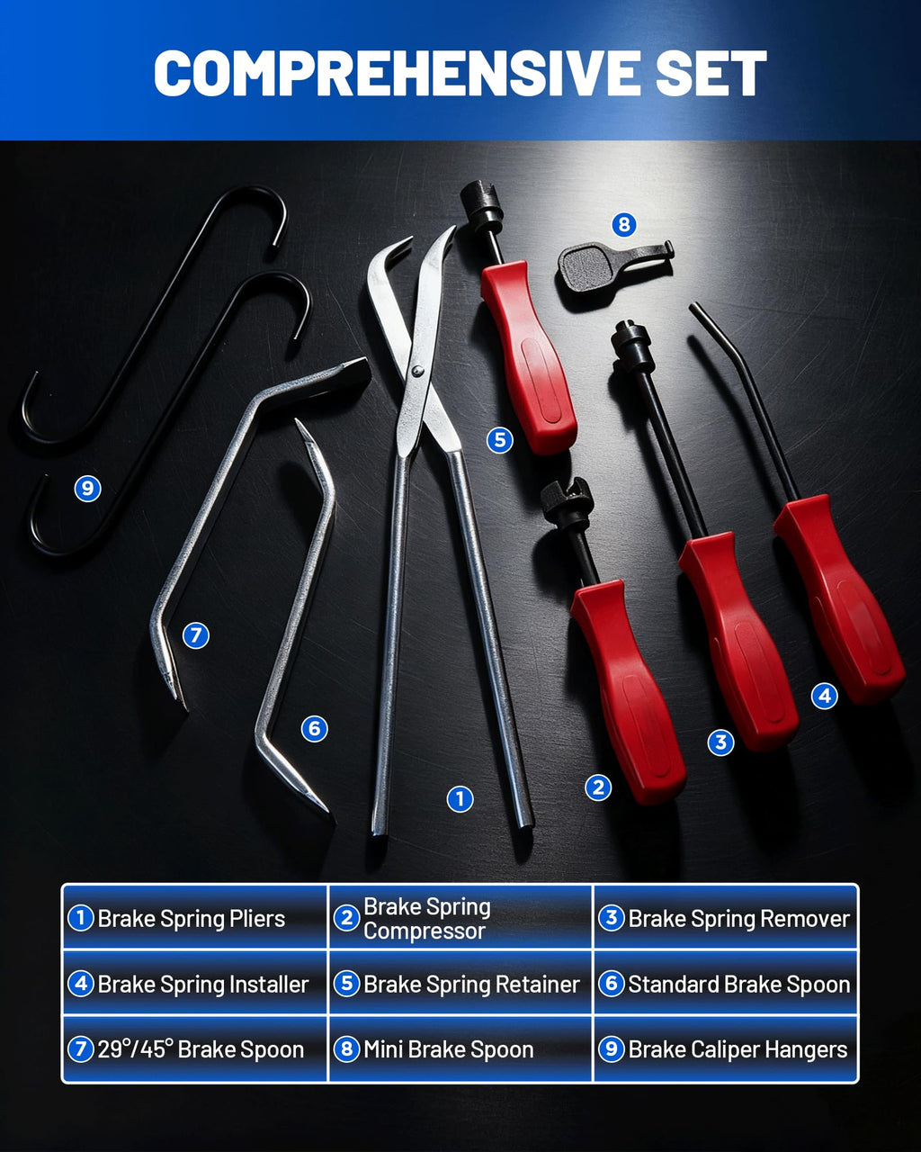 10-Piece Drum Brake Tool Kit with Case & Gloves O71106