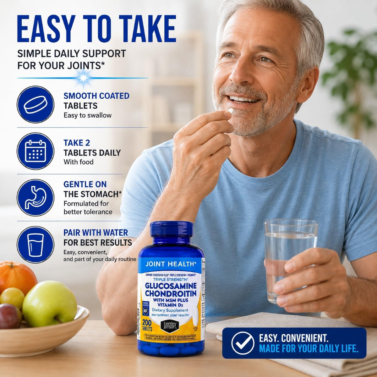 Glucosamine Chondroitin MSM D3 Joint Supplement Tablets 200 Count F705681