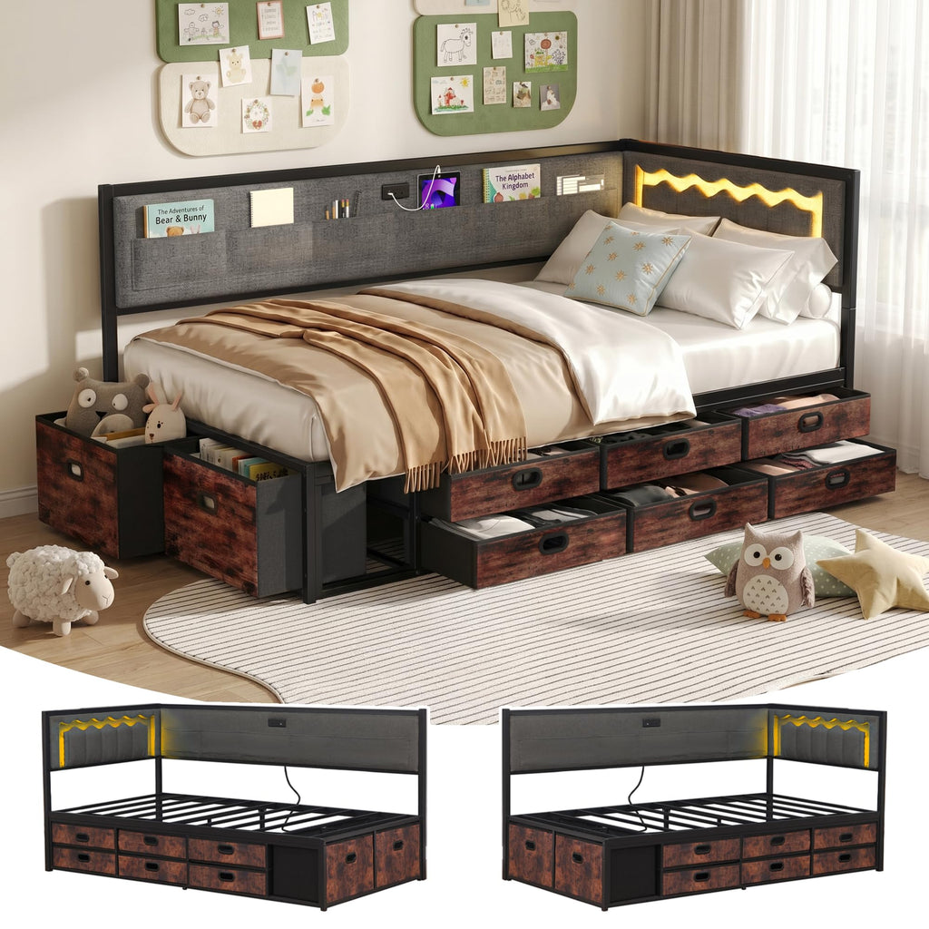Grey Twin Daybed with Storage M70546