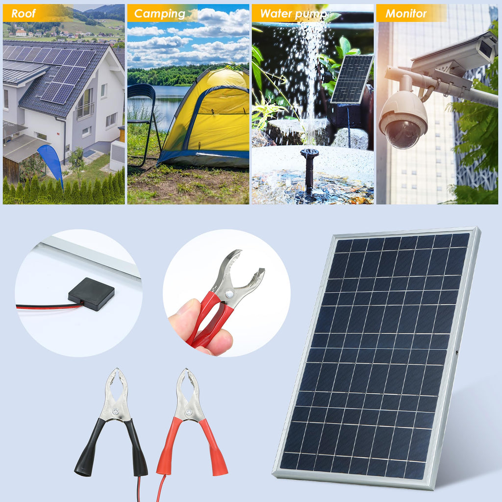 10W 12V Monocrystalline Solar Panel Kit with 10A Charge Controller W2908