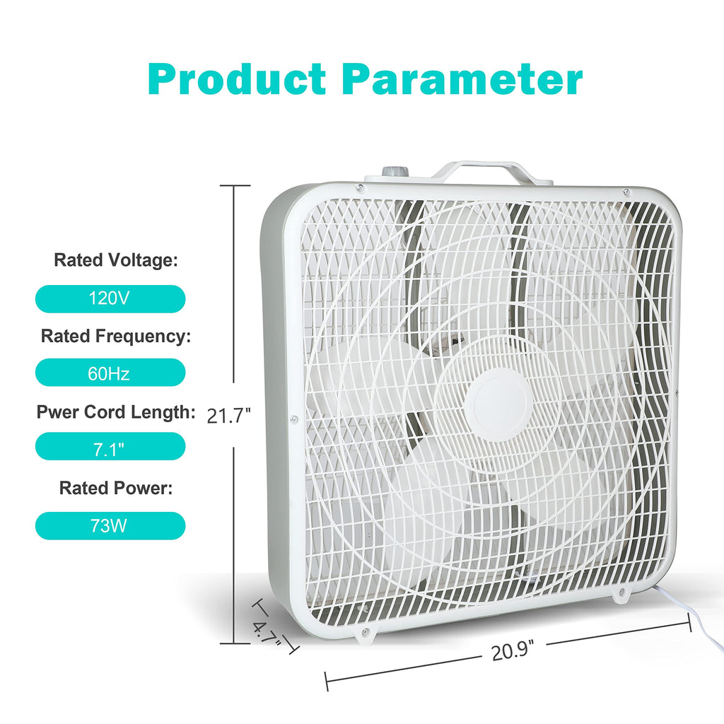 20 Inch White 3-Speed Box Fan Q48341