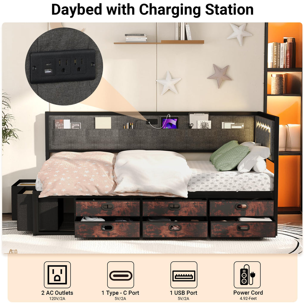 Grey Twin Daybed with Storage M70546