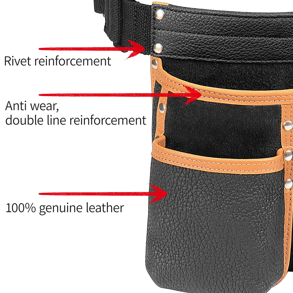 Genuine Leather Adjustable Tool Belt Pouch A68403