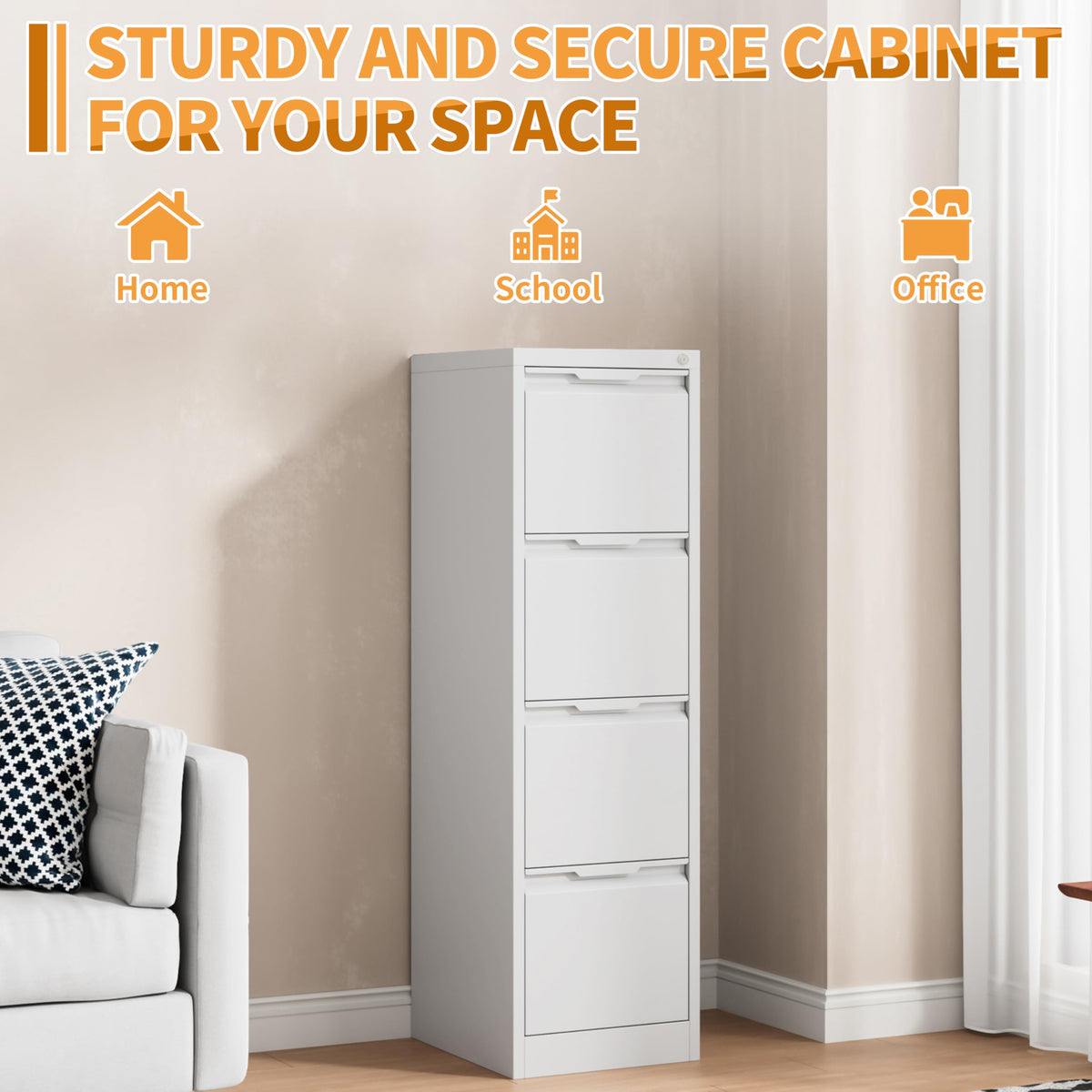 4 Drawer Metal File Cabinet with Lock V702