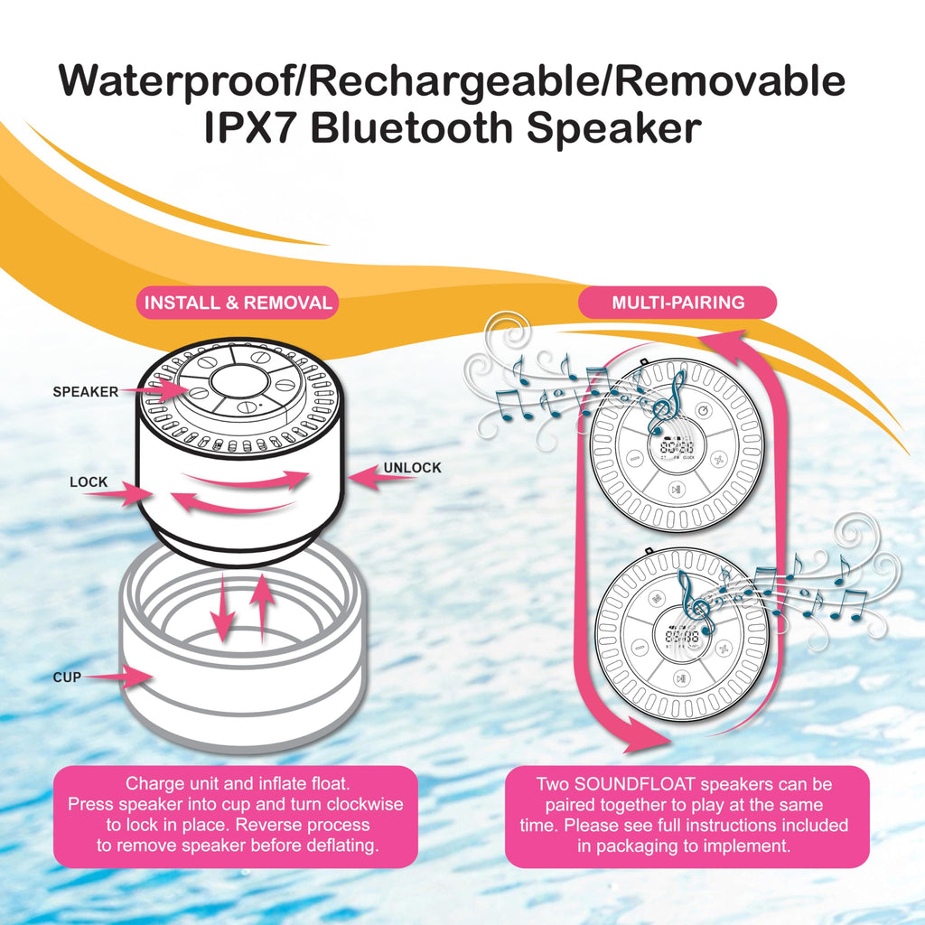 Inflatable Floating Cooler with Lid, Bluetooth Speaker, 6 Cup Holders, 24 Can Capacity Q176
