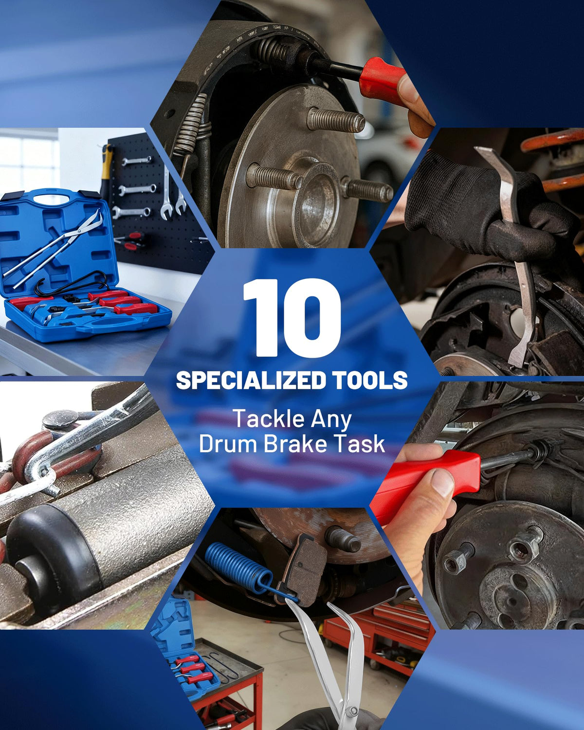 10-Piece Drum Brake Tool Kit with Case & Gloves O71106