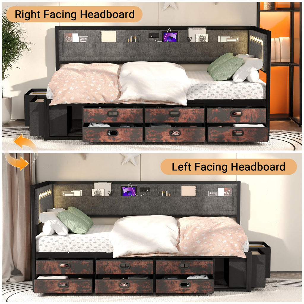 Grey Twin Daybed with Storage M70546