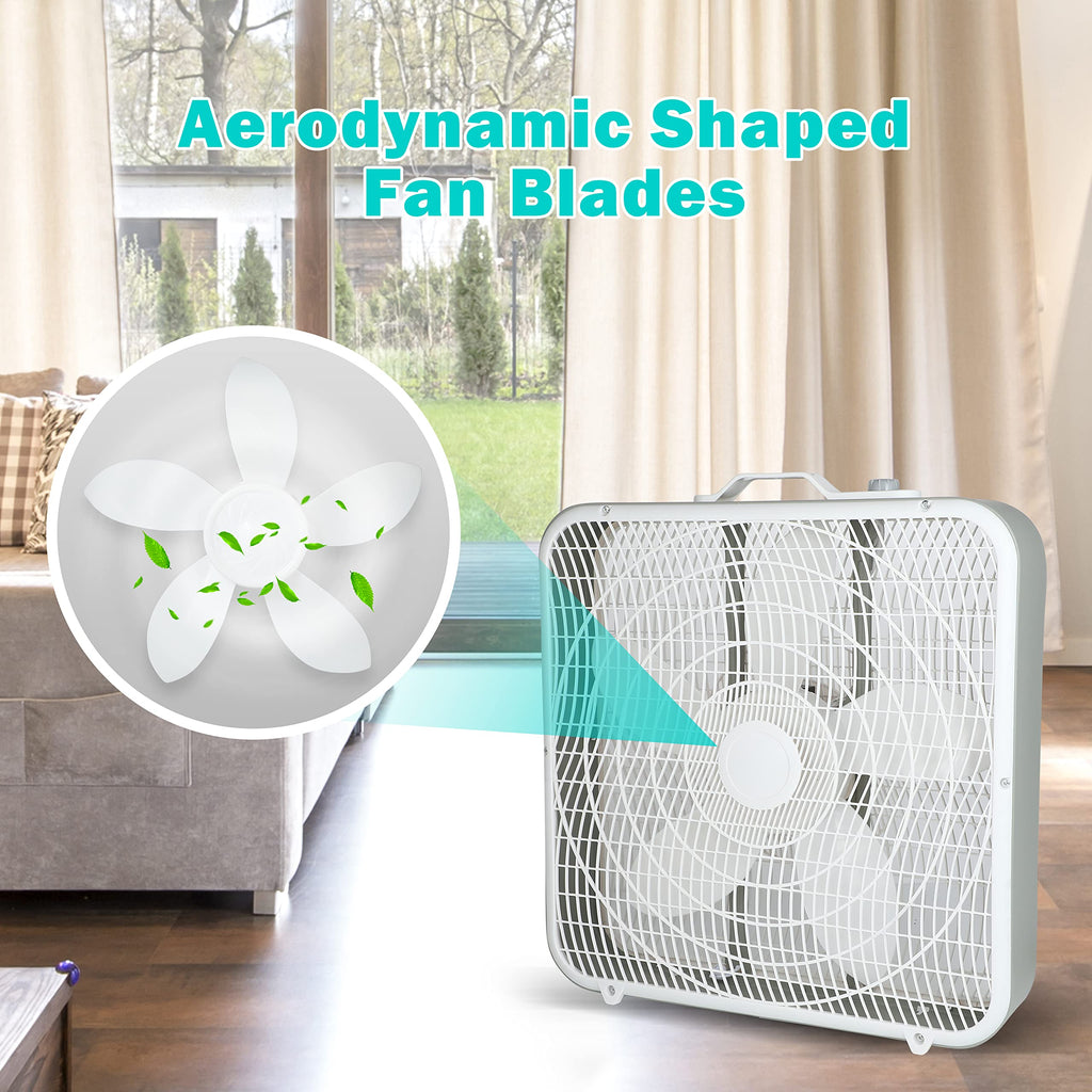 20 Inch White 3-Speed Box Fan Q48341